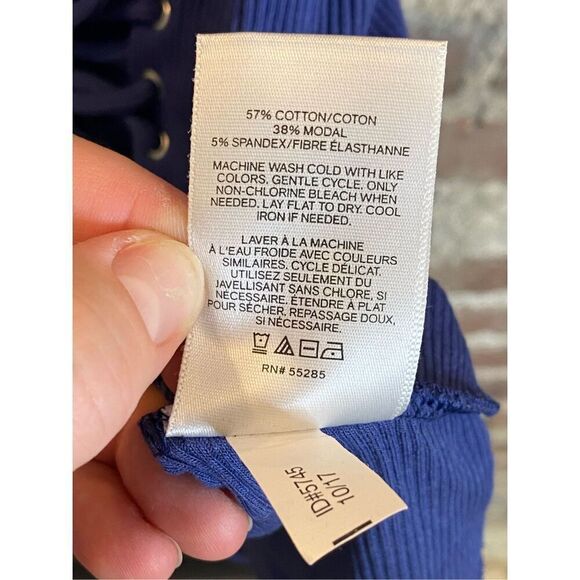 EXPRESS One Eleven Blue Corset Peplum Tank Top Women’s Size Small - Picture 5 of 6